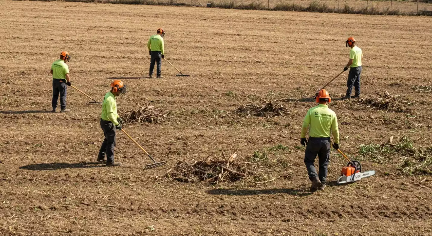 Antes e depois da limpeza de terreno e poda urbana em Campo Grande