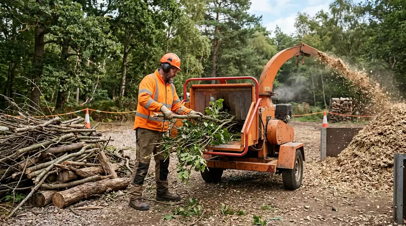 Técnica de manejo arbóreo com equipamentos adequados