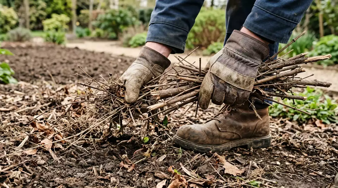 Descarte de resíduos verdes após limpeza de terreno