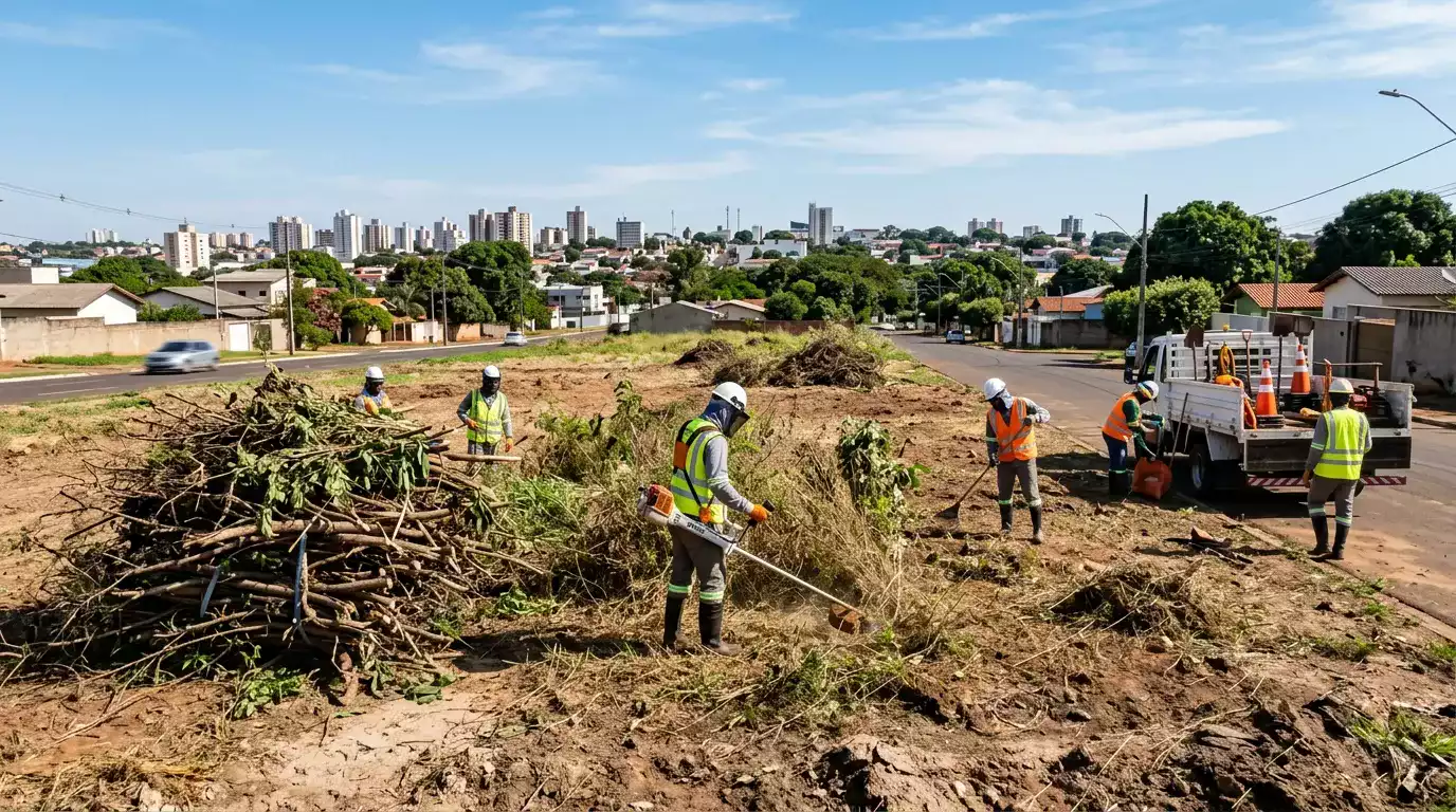 Organização e limpeza do terreno após manejo arbóreo