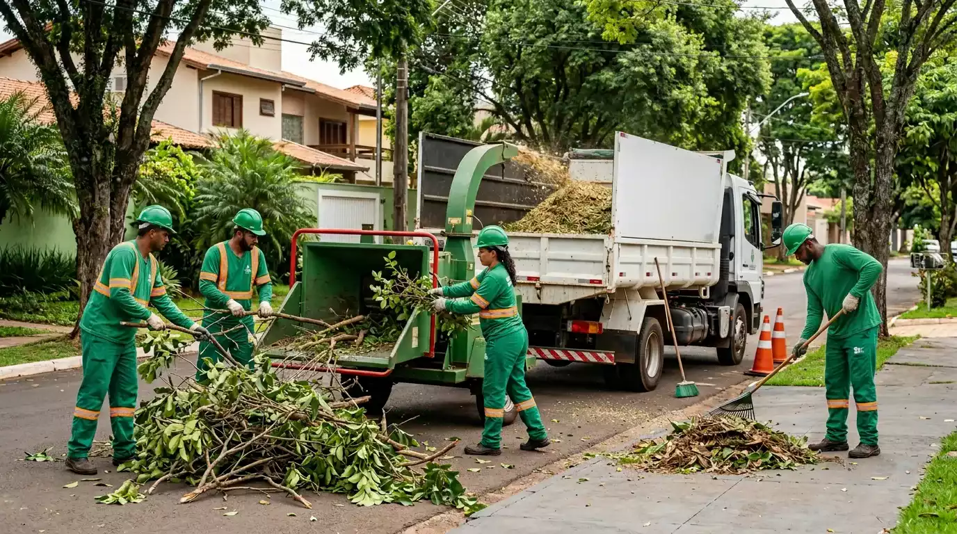 Poda de árvores em área urbana, vento e segurança