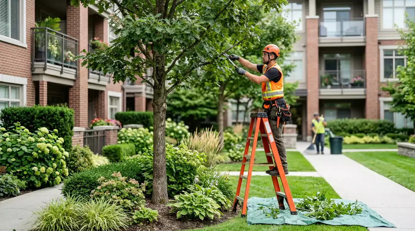 Poda de contenção e valorização de área verde em imóvel urbano