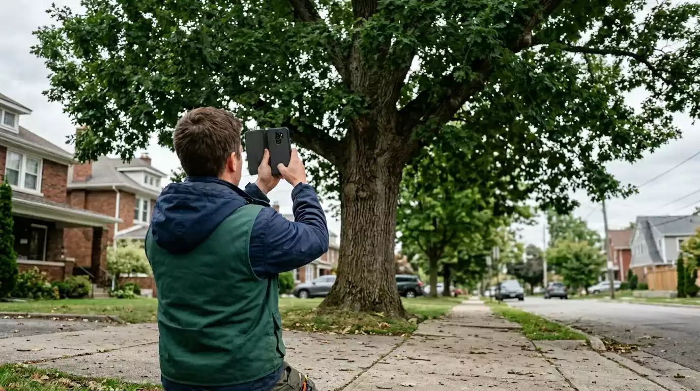 Equipe utilizando equipamentos adequados para limpeza em terreno de difícil acesso